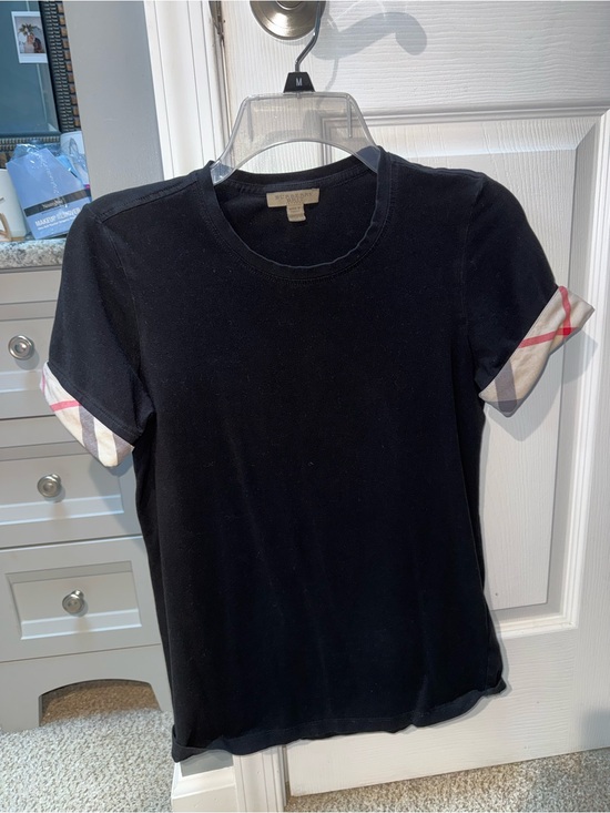 Burberry Tops - Burberry Black Short-Sleeve Crewneck Tee with Signature Check Cuff